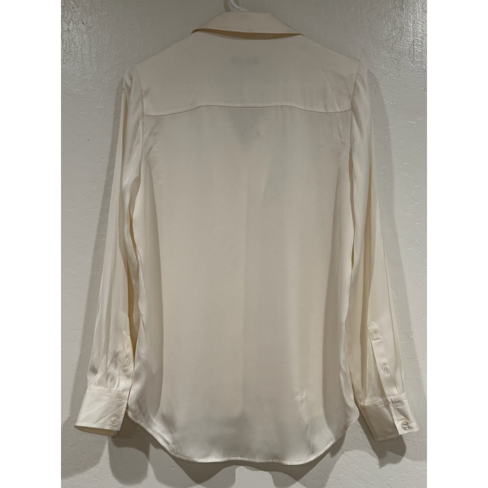 Quince Cream Silk Blend Button-Front Blouse, Small, GUC, Casual Chic - Picture 3 of 5